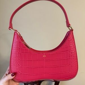 JW Pei Ruby Shoulder Bag Magenta Barbie Pink Vegan Croc Purse Brand New